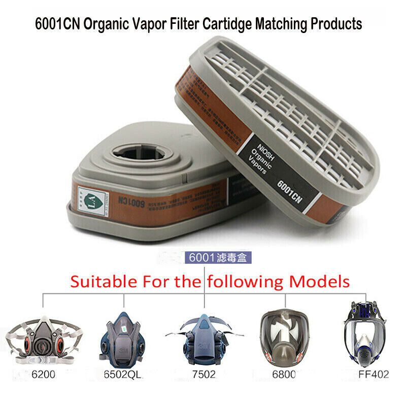 2x 6001CN Organic Vapor Respirator Filter Cartridge For 6300 6800 7502 Gas Mask