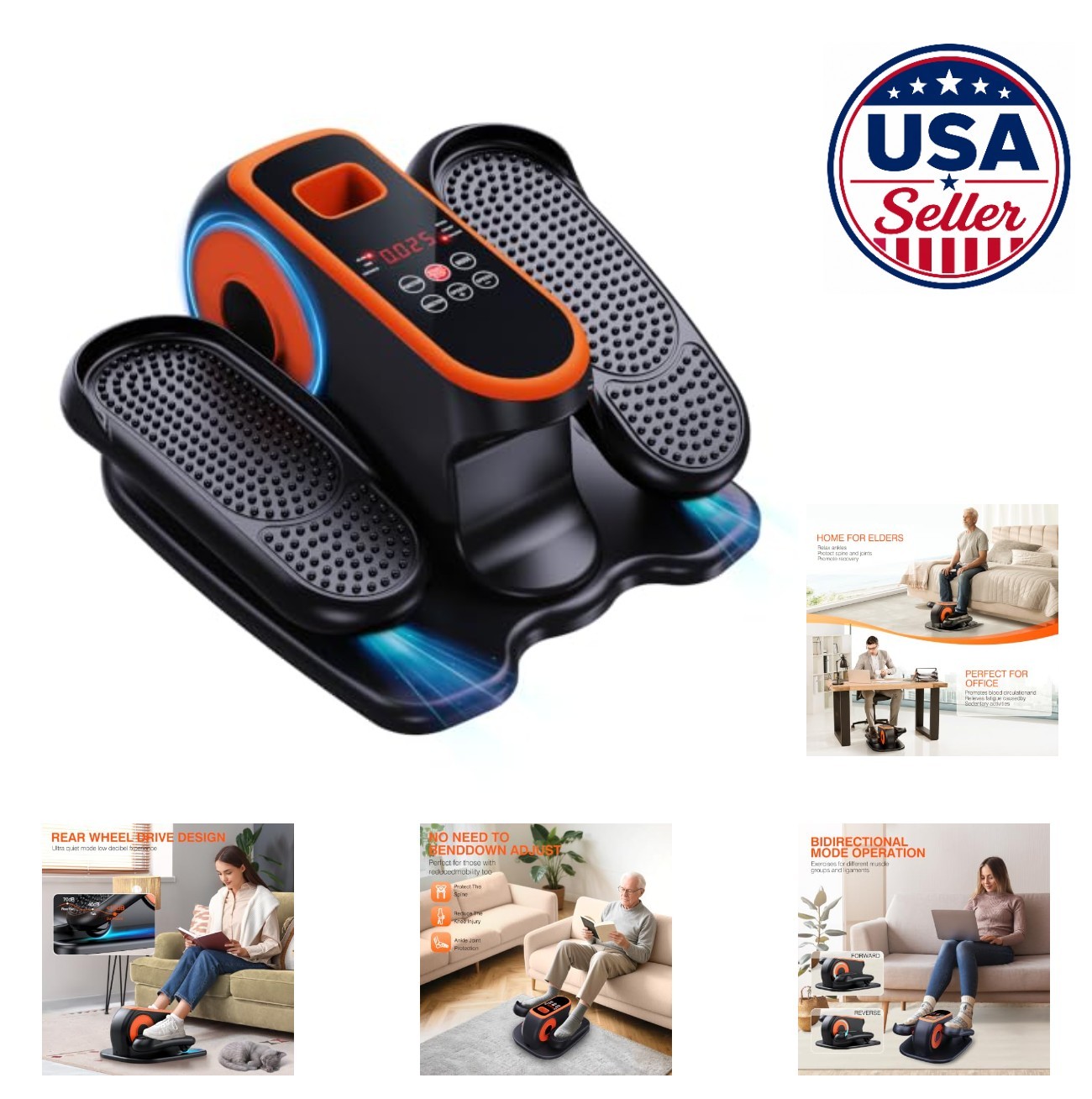 Under Desk Elliptical Machine Quiet Electric Leg Exerciser 12 Speeds Remote