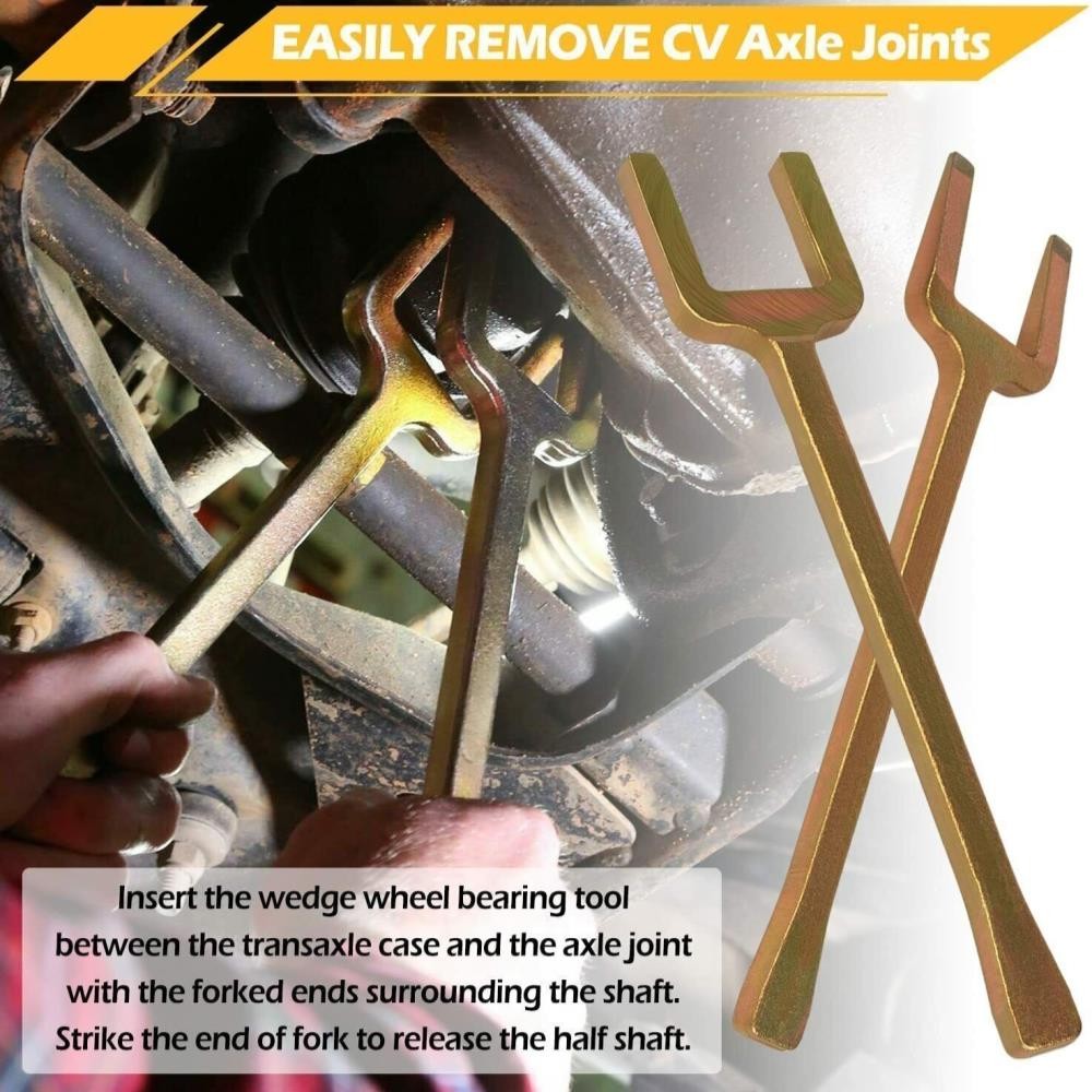 2Pc Removal Tool Front Wheel Drive Inner CV Axle Popper Fork Wedge WIth Shim Kit
