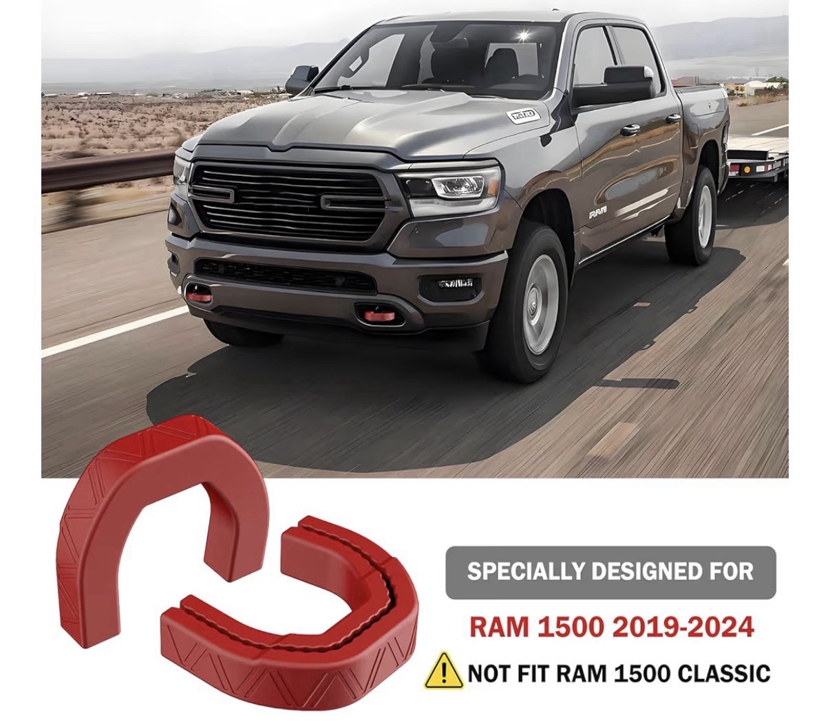 Pair Front Tow Hooks Covers Customized Car Tow Hooks For 2019-2024 RAM 1500 Red
