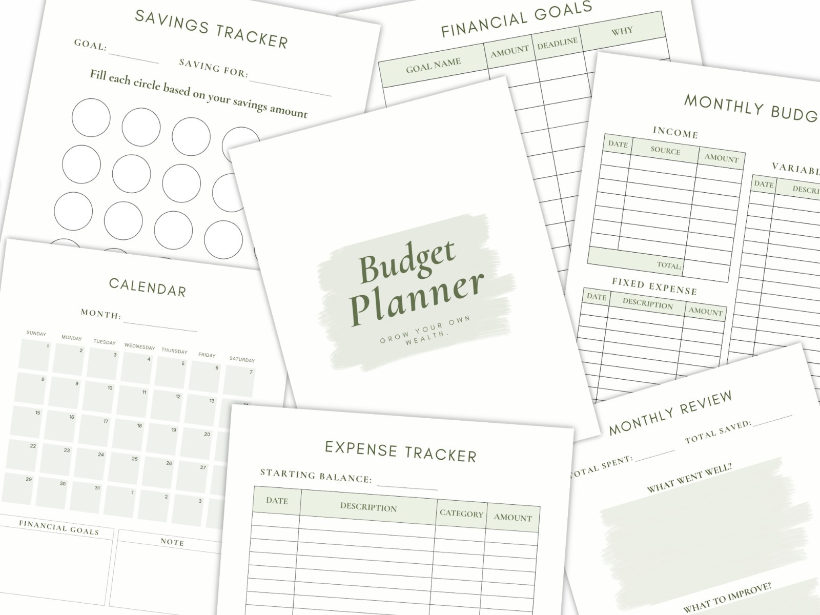 Digital Budget Planner PDF | Monthly Budget & Savings Tracker Printable Planner