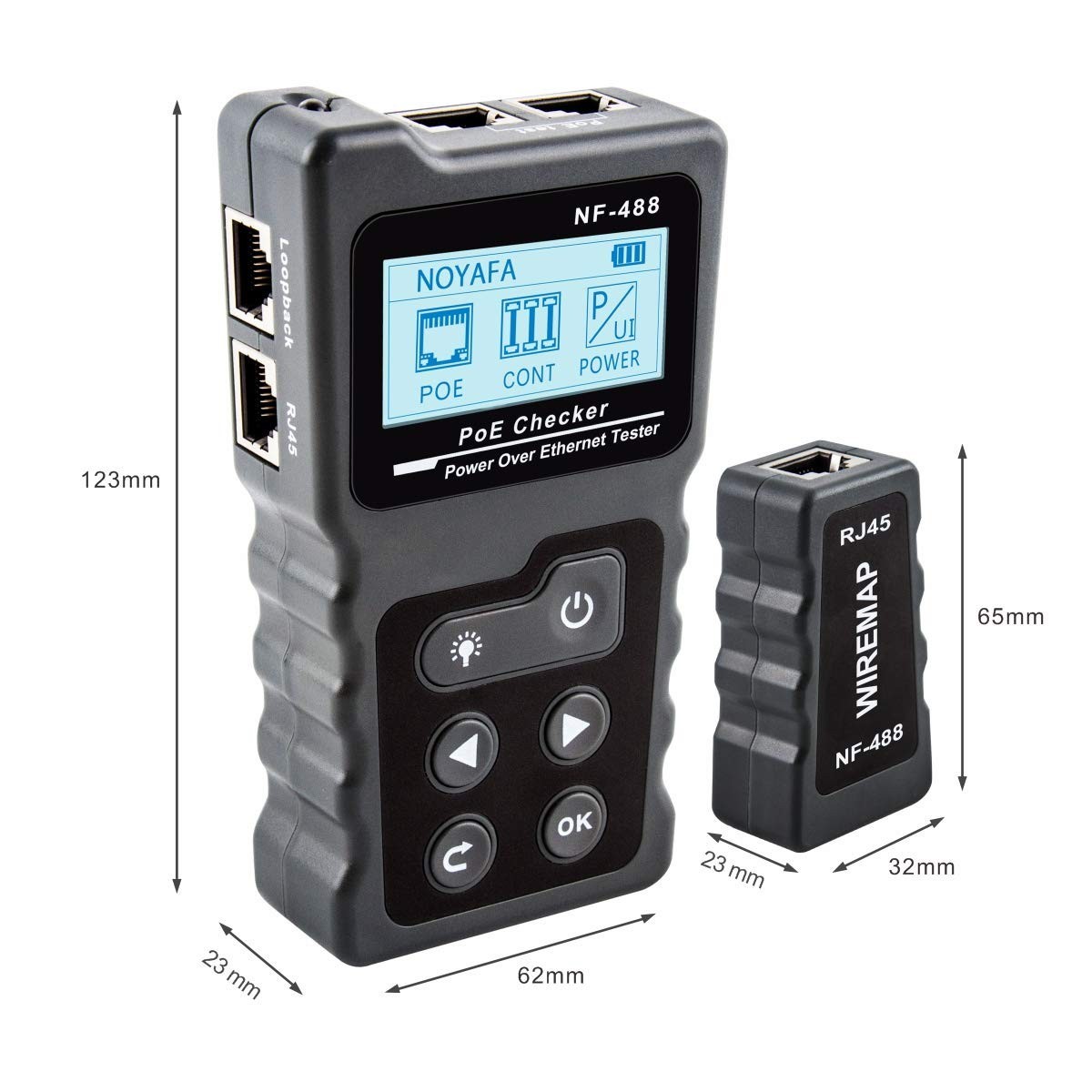 Efficient PoE Tester for DC Power, Voltage & Network Cable Testing - 4 x 1.5 in