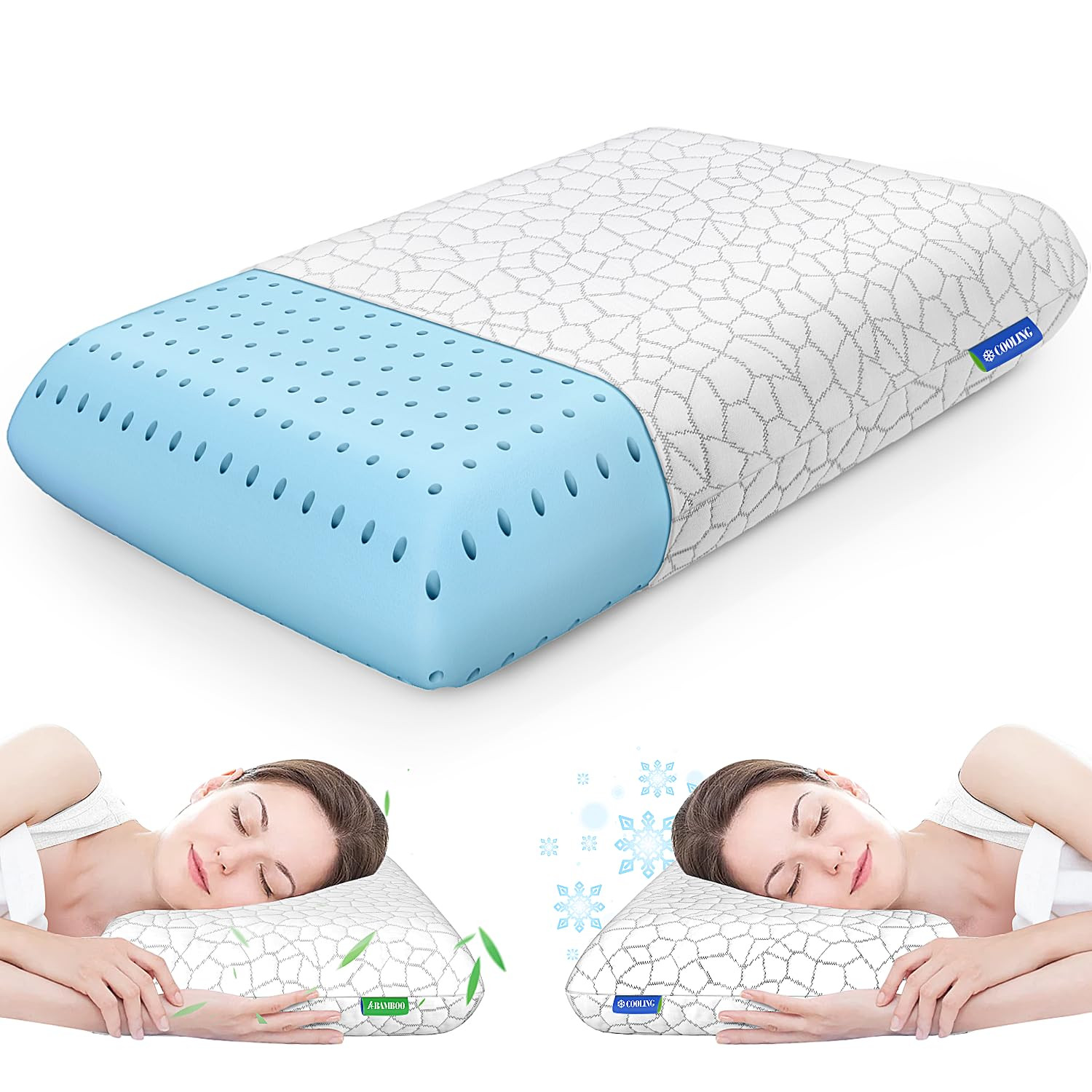 Memory Foam Pillows for Sleeping, Cooling Pillow with Removable and Machine W...