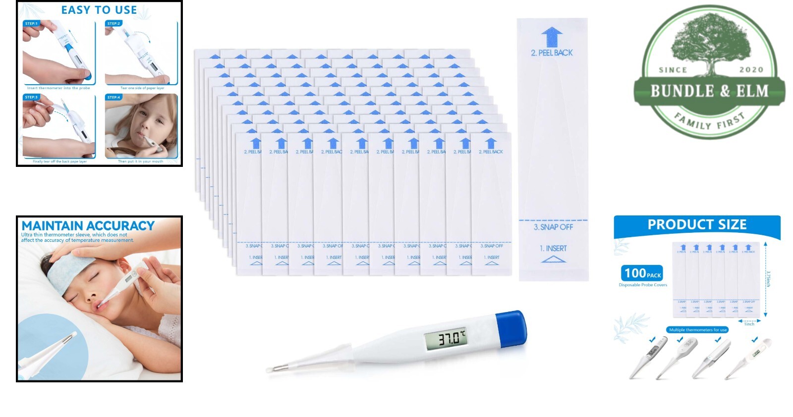 Disposable Digital Thermometer Probe Covers 100 Pack Waterproof Sheaths for Oral