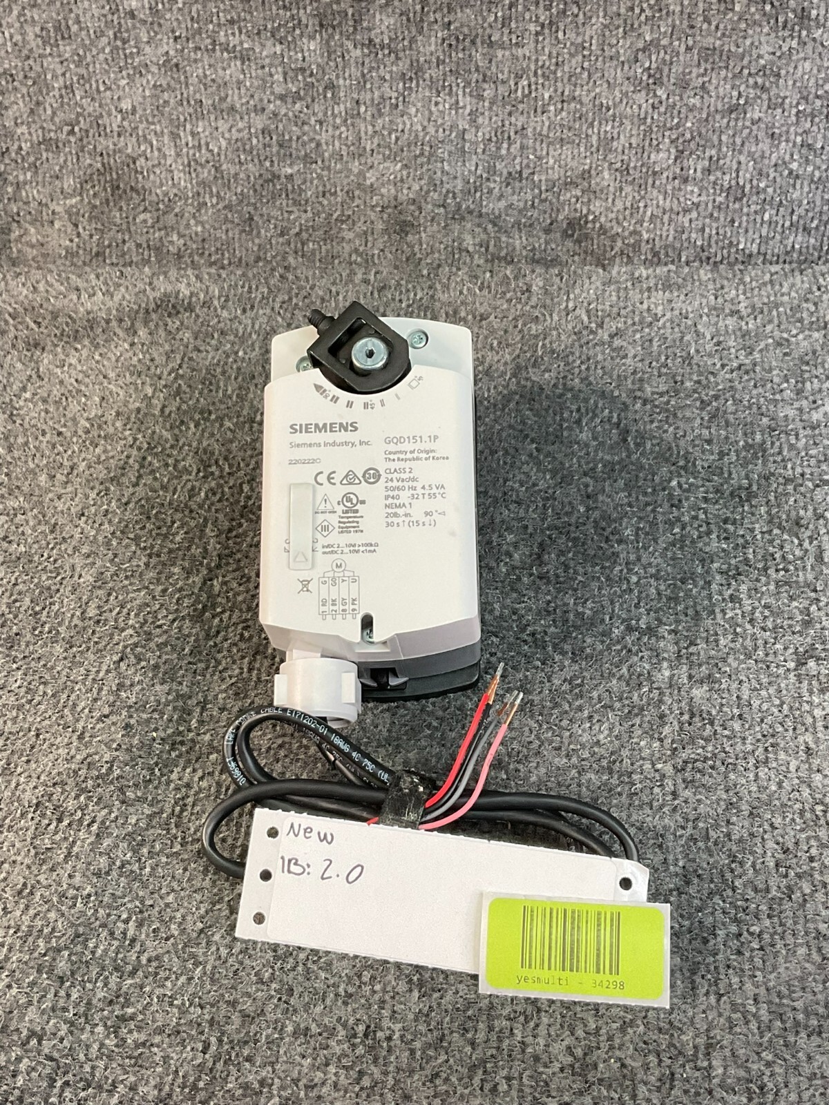 Siemens GQD151.1P Electric Damper Modulating Control 34298
