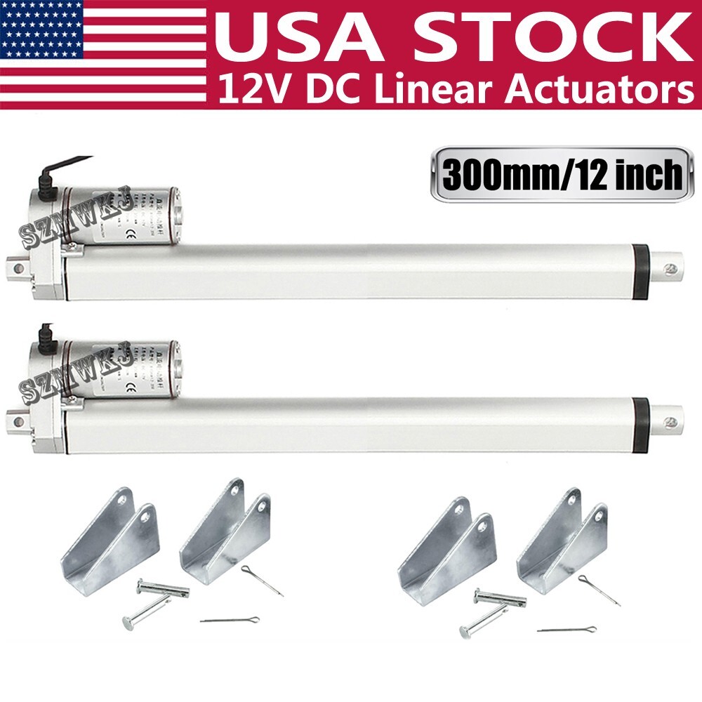 2x12" Stroke Linear Actuators Motor 12V 330lbs Max Lift W/ Brackets Medical Lift