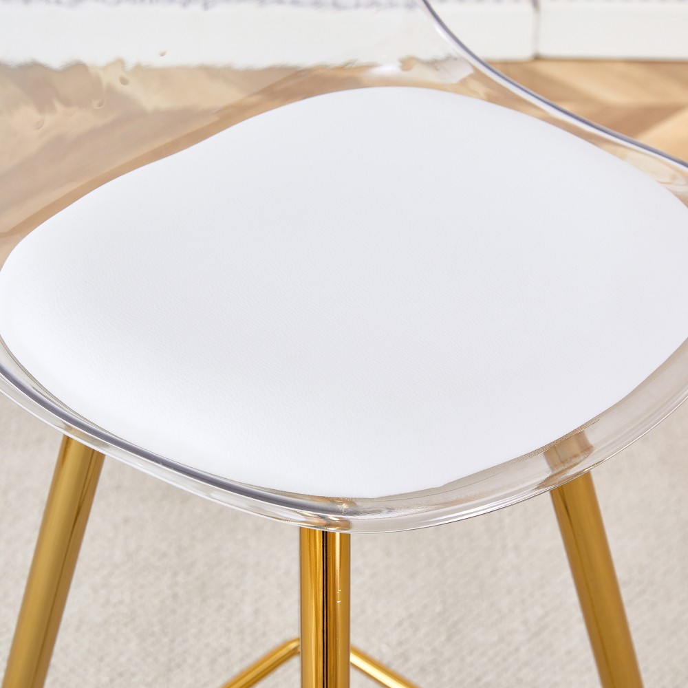 Modern PU Leather Bar Stools with Metal Legs for Kitchen Counter