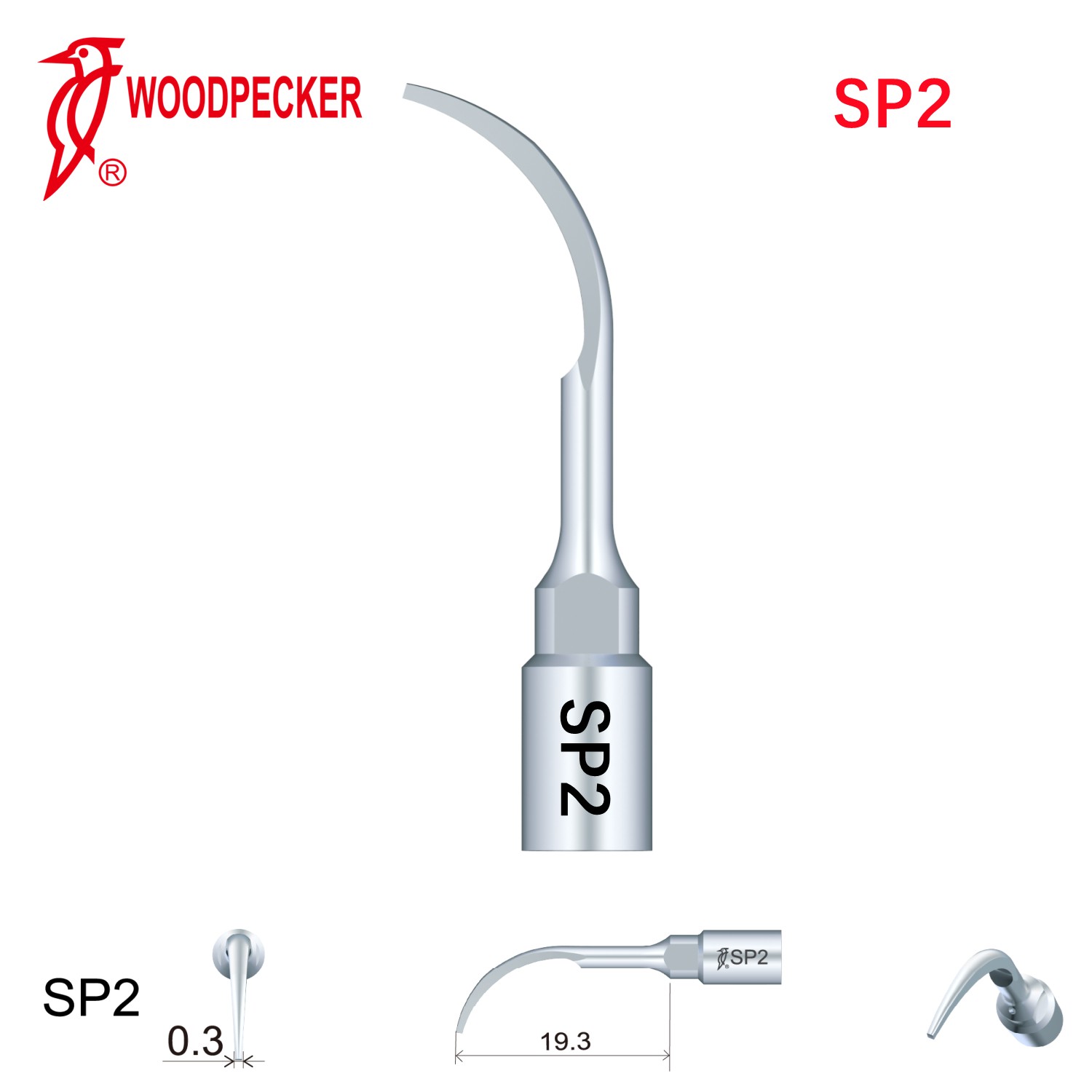 Woodpecker Dental Perio Bone Surgery Tips SP2 for Surgic Smart  & Satelec Perio