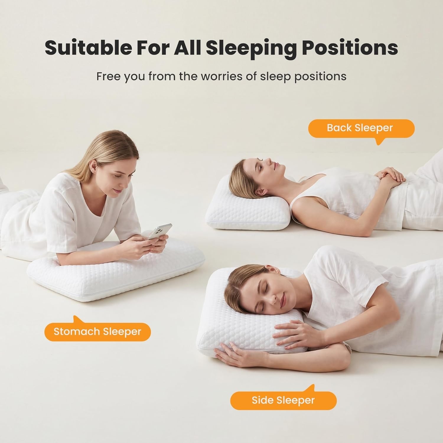 Cooling Memory Foam Pillow with Pillowcase - Neck Support for Side Sleepers