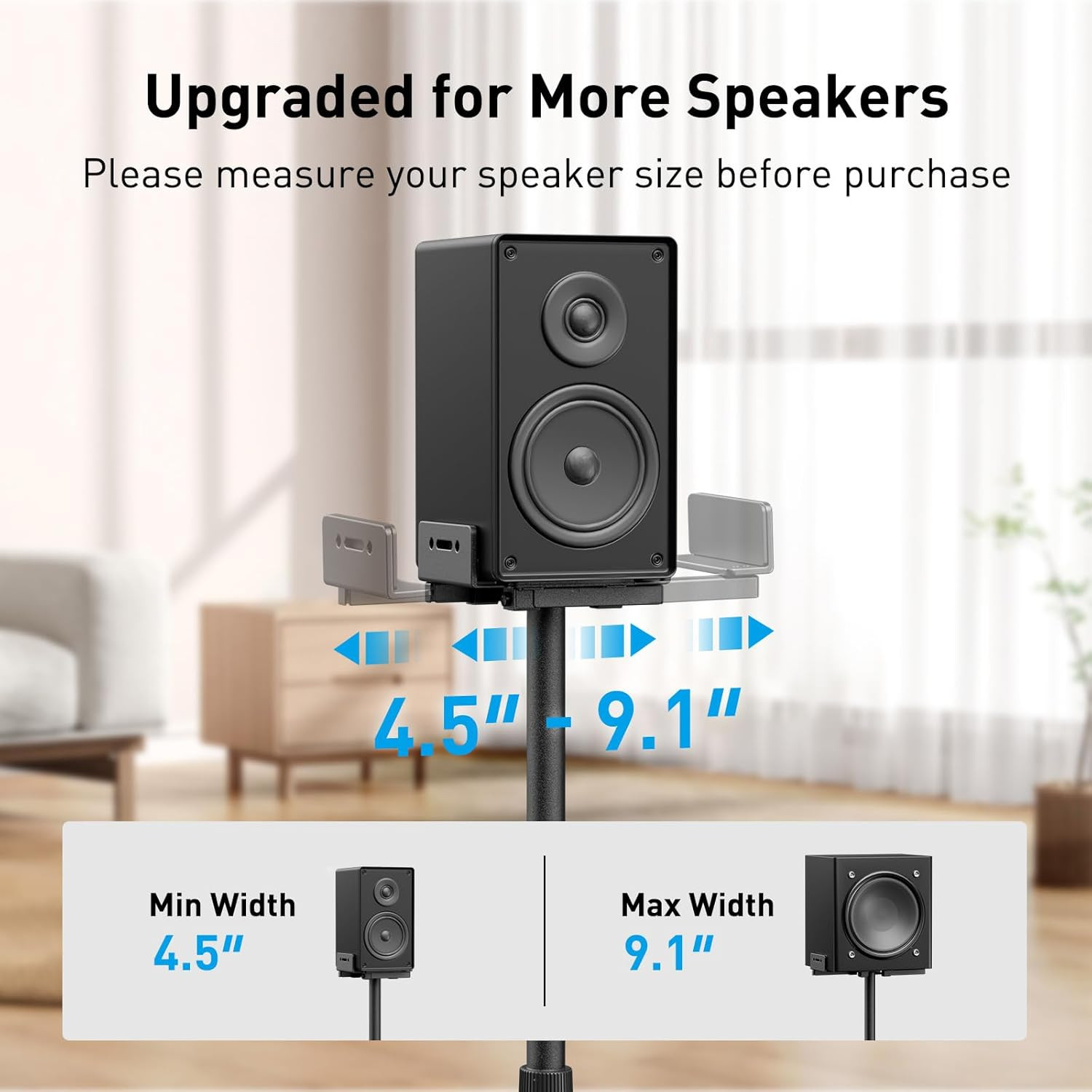 PERLESMITH Universal Speaker Stands for Surround Sound -Height Adjustable Extend