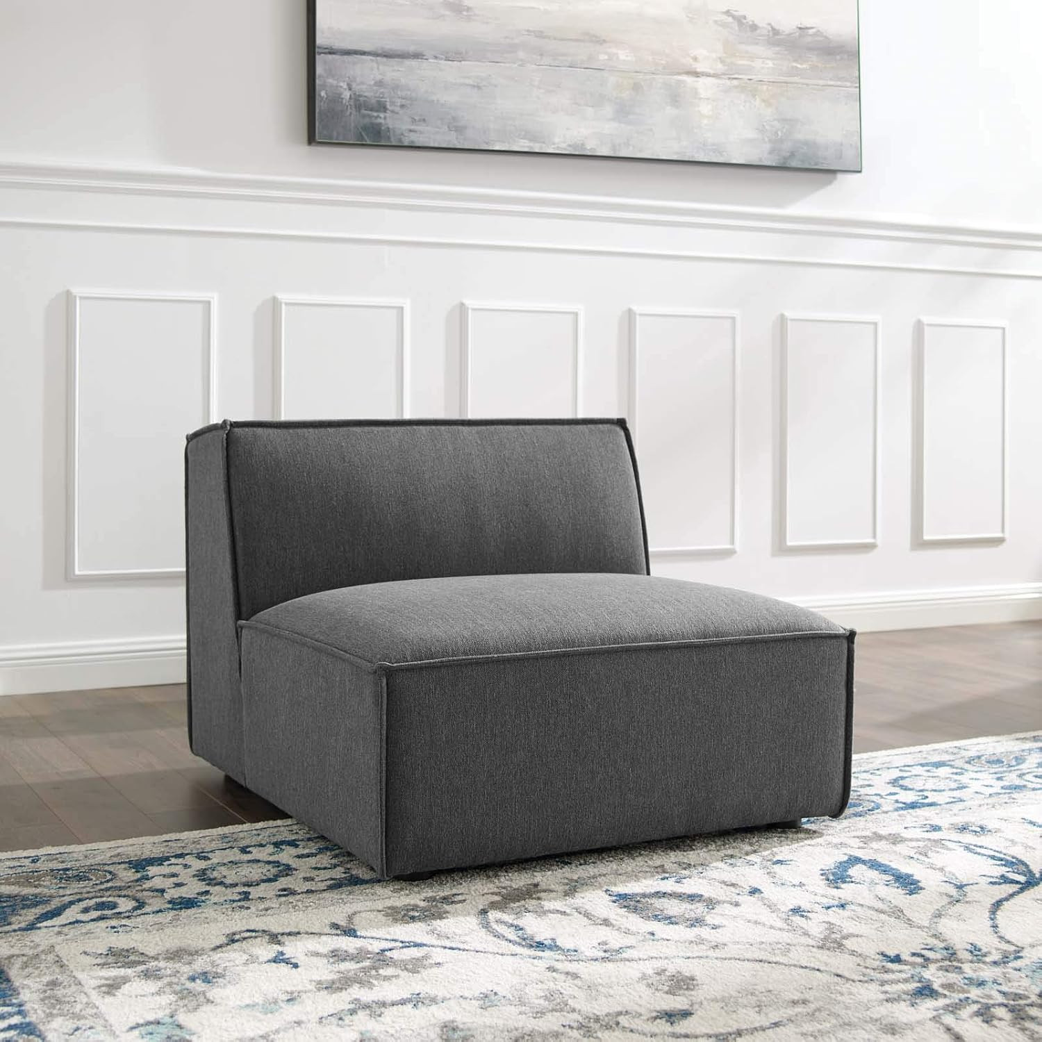 EEI-3872-CHA Restore Sectional Sofa Armless Chair, Charcoal