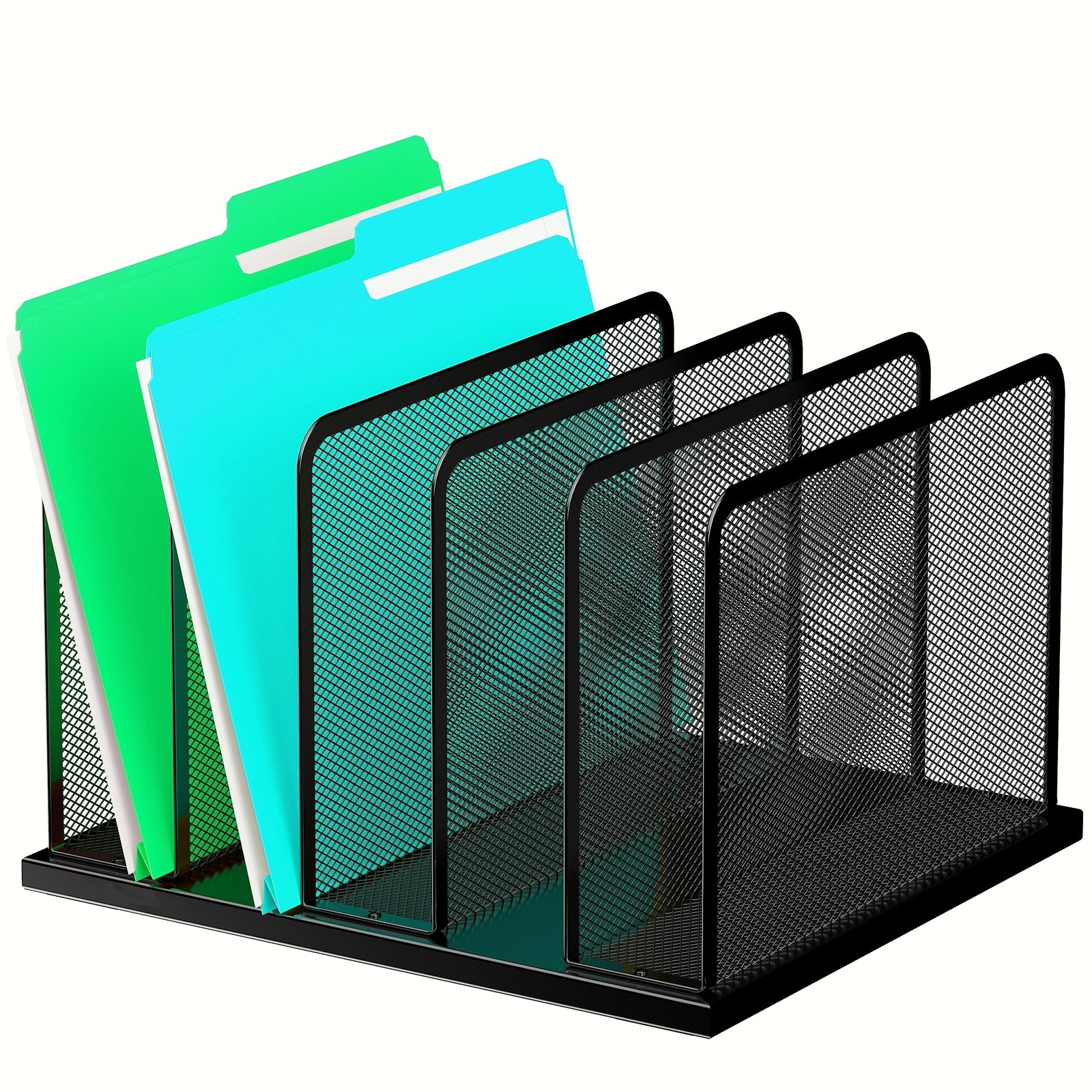 Desk File Organizer 5 Sections Upright Mesh Desktop Organizer File Sorter Off...
