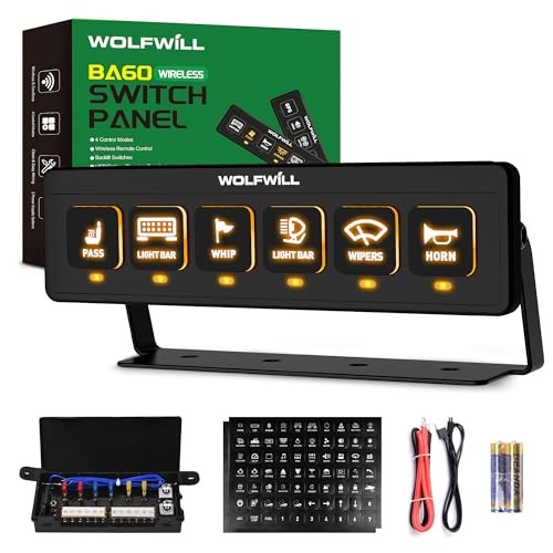 Wireless Switch Panel, 164 Ft Remote with 4 Control Modes - Memory - 6 Gang