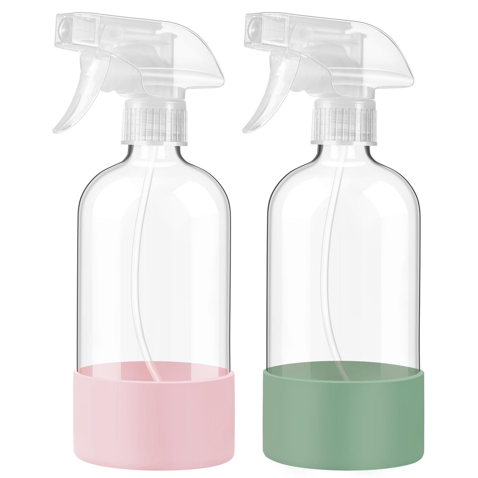 Glass Spray Bottles with Silicone Sleeve, 2 Pack16 oz Empty Refillable Contai...