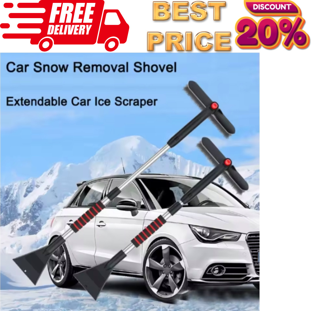 Winter Car Cleaner Extendable Snow Shovel Ice Scraper Brush Detachable Windshiel