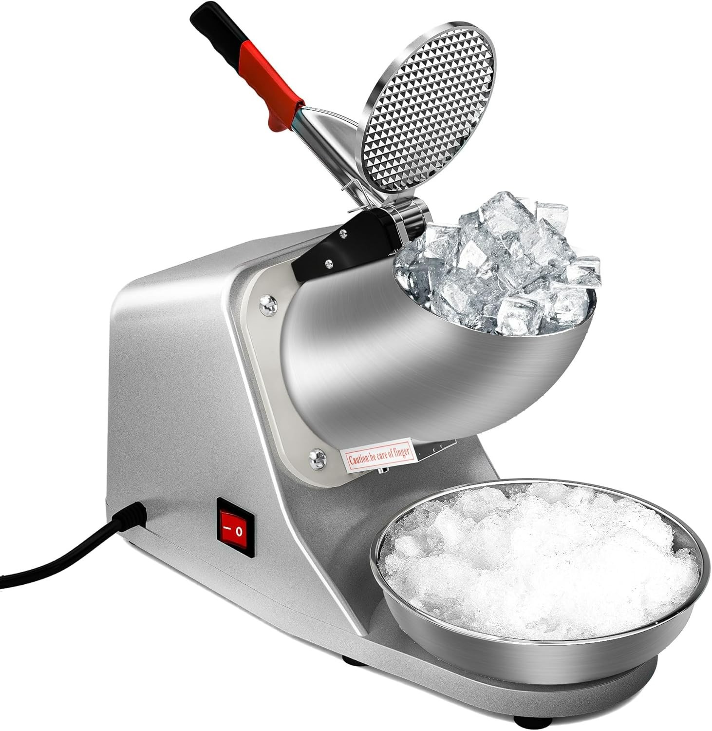 Electric Ice Crusher Machine 300W Shaved Ice Snow Cone Maker Silver 143 lbs/h
