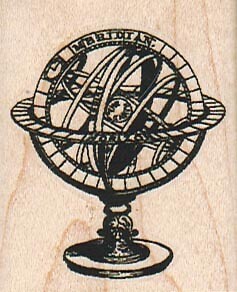 Globe 1 3/4 x 2" Rubber Stamp, Object Stamp, Globe Stamp
