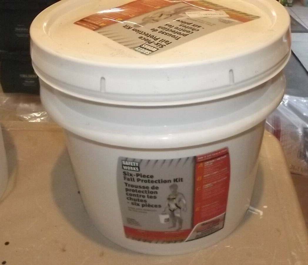 SAFETY WORKS FALL PROTECTION KIT 10095901 SIX-PIECE meets OSHA & ANSI w/bucket