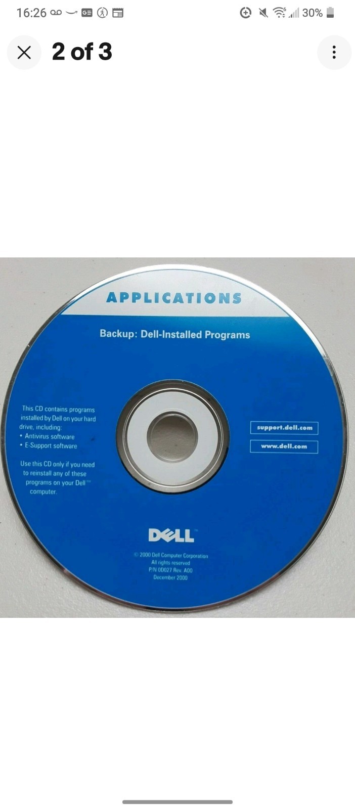 Dell Prodcut Rcovery CD for Reinstallation of Windows 2000 Professional