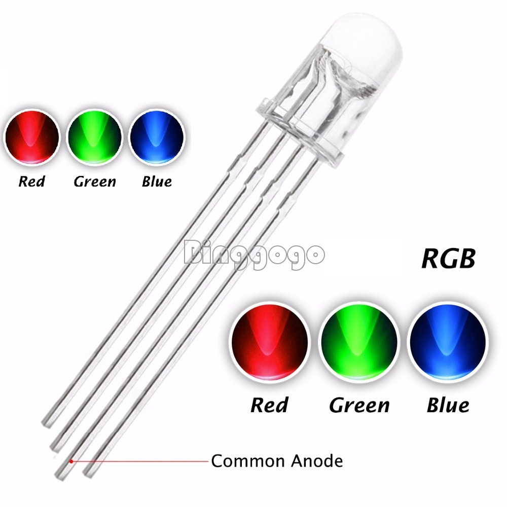 100pcs 5mm 4pin RGB tri-color common anode LED light red green blue