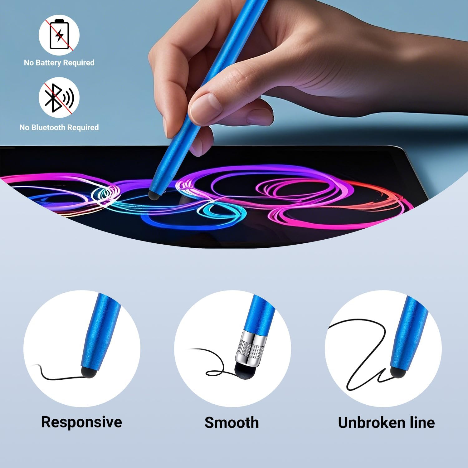 LINFANC 12Pcs Stylus Pen for Touchscreen, 2-In-1 High Precision & Sensitivity St