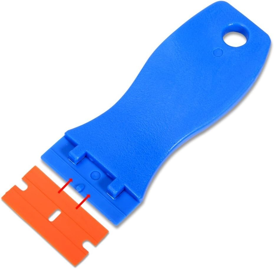 1.5" Ergonomic Plastic Razor Scraper with 10 Double Edged Blades - Multi-purpose