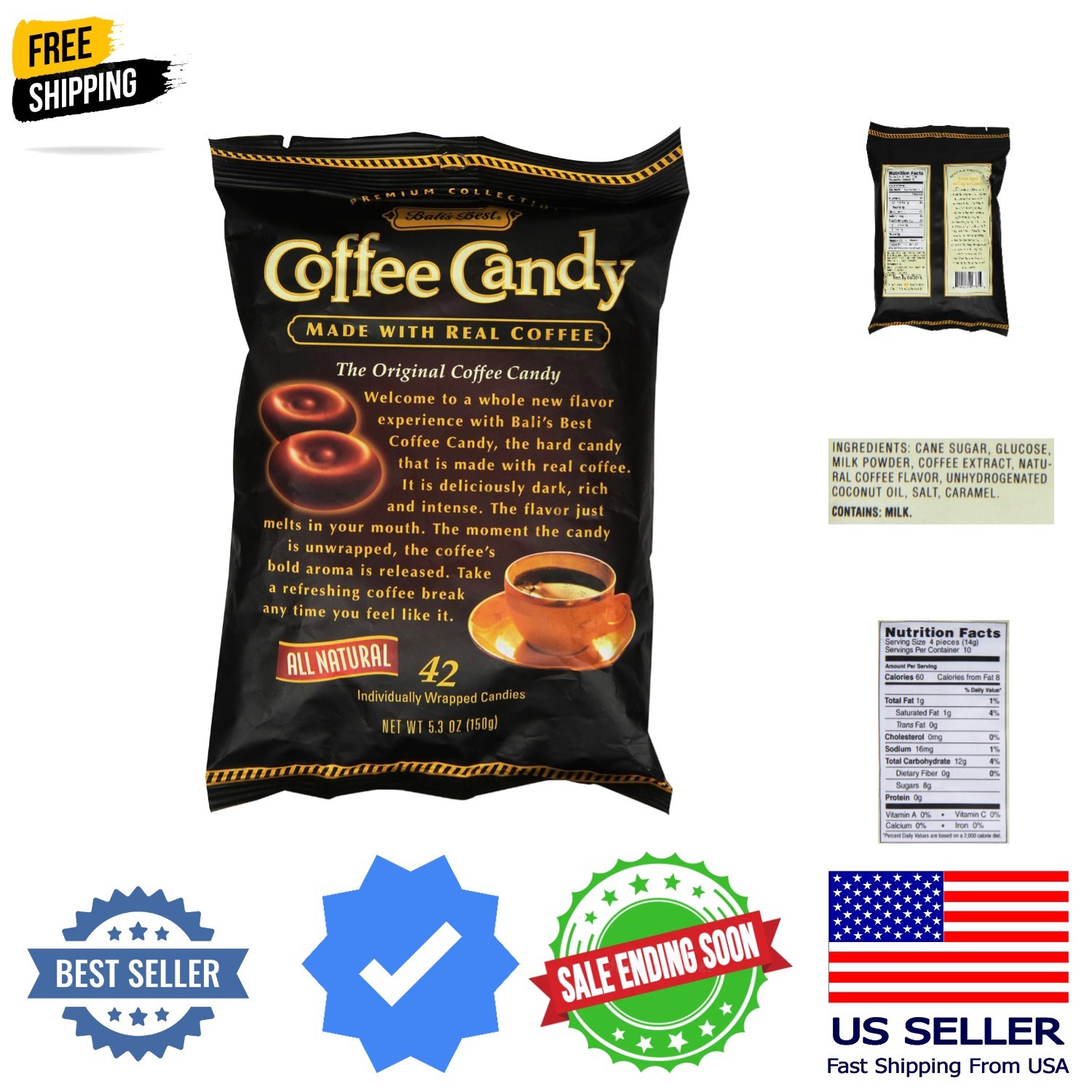 Coffee Candy Individually Wrapped 42 pcs
