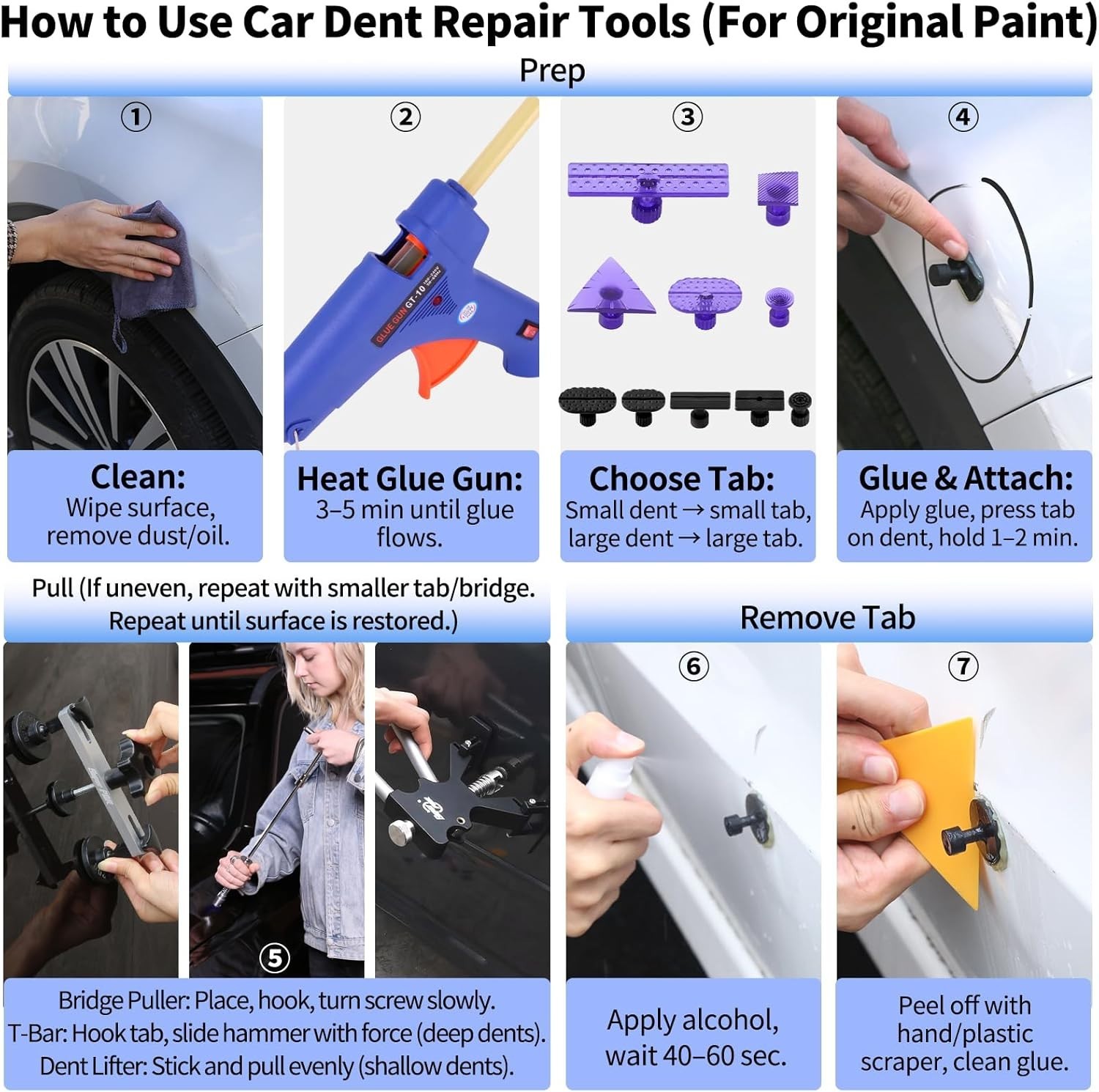 DIY Dent Remover Tool: Pro Paintless Kit, Slide Hammer & GlueTabs