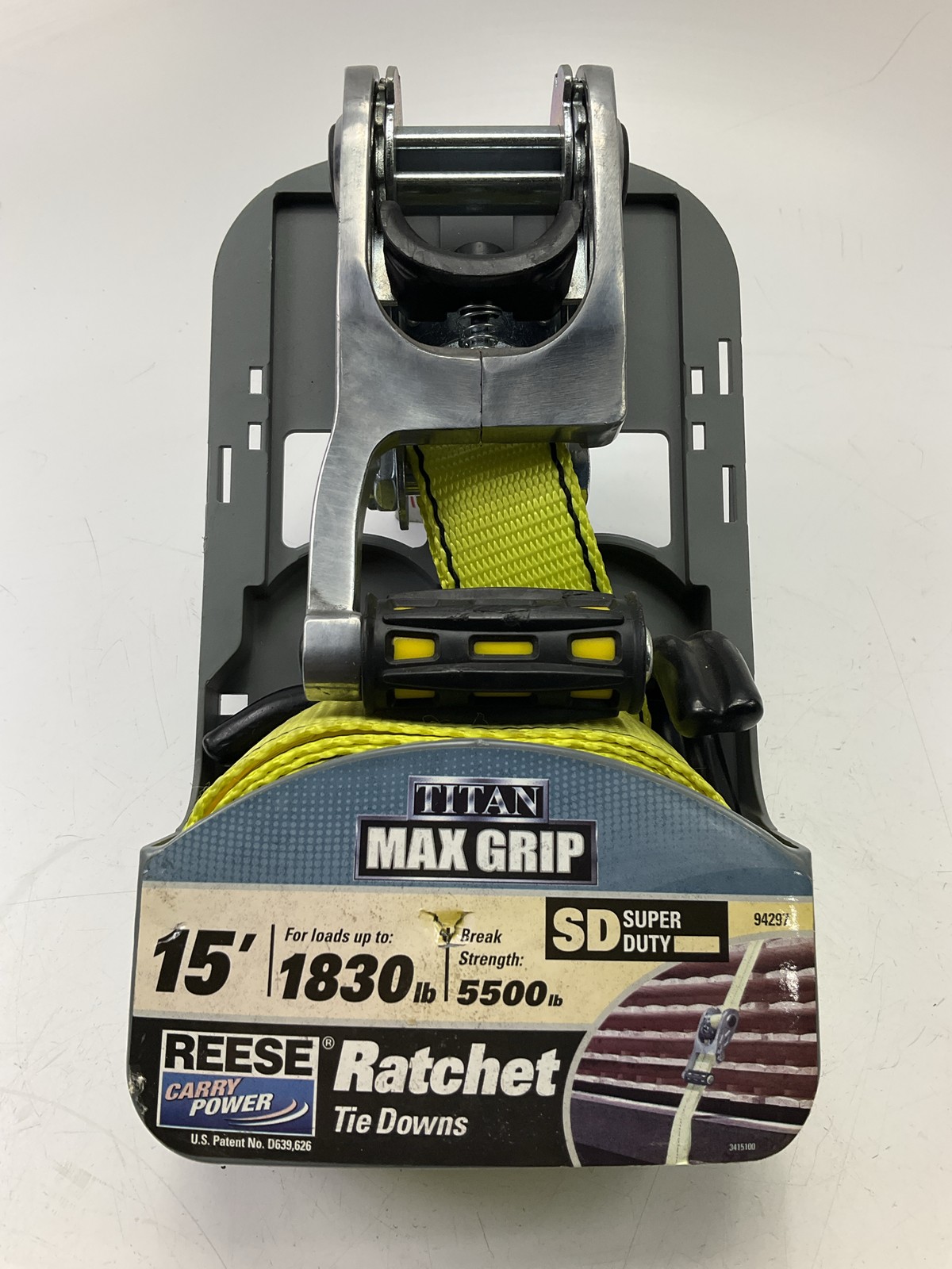 Reese 94297 HEAVY DUTY 15' Ratchet Tie Down Strap, For Loads Up To 1830 Lbs