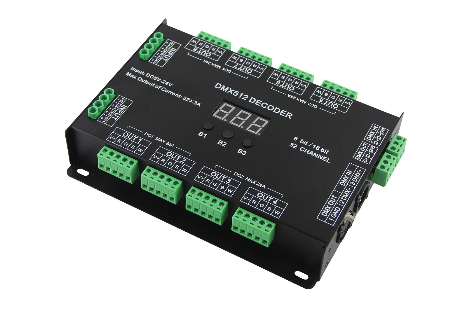 32 Ch DMX512 LED Decoder Controller 96A 24V RGBW Strip Light Dimmer Driver New