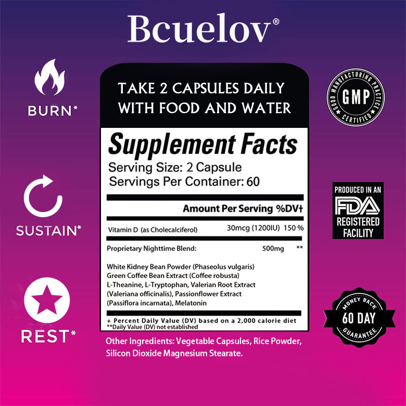 Nighttime Fat-Burning Capsules | Natural Plant Extracts | 120 Capsules