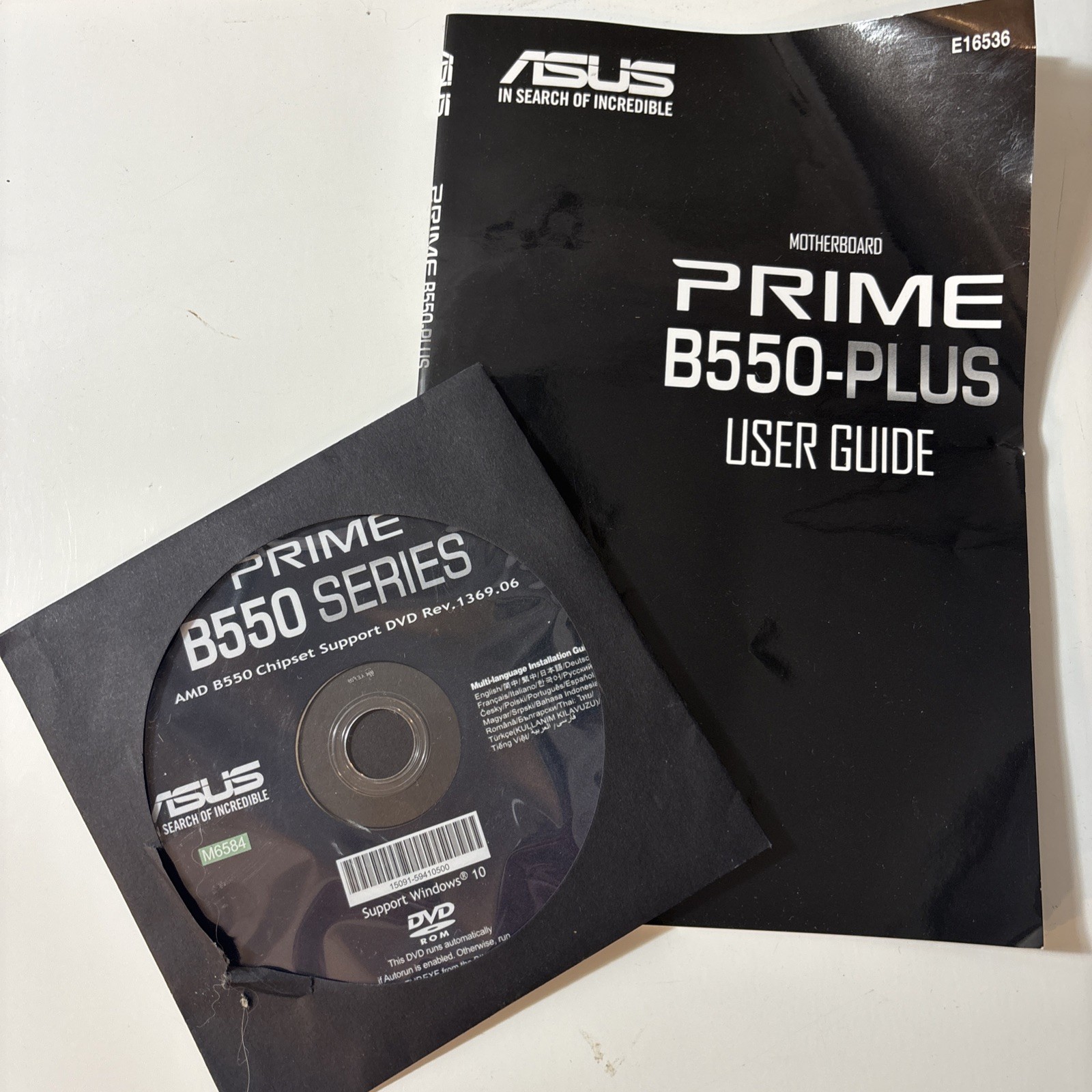 ASUS Prime Motherboard B550-Plus Manual Guide & CD DVD Disc Only E16536