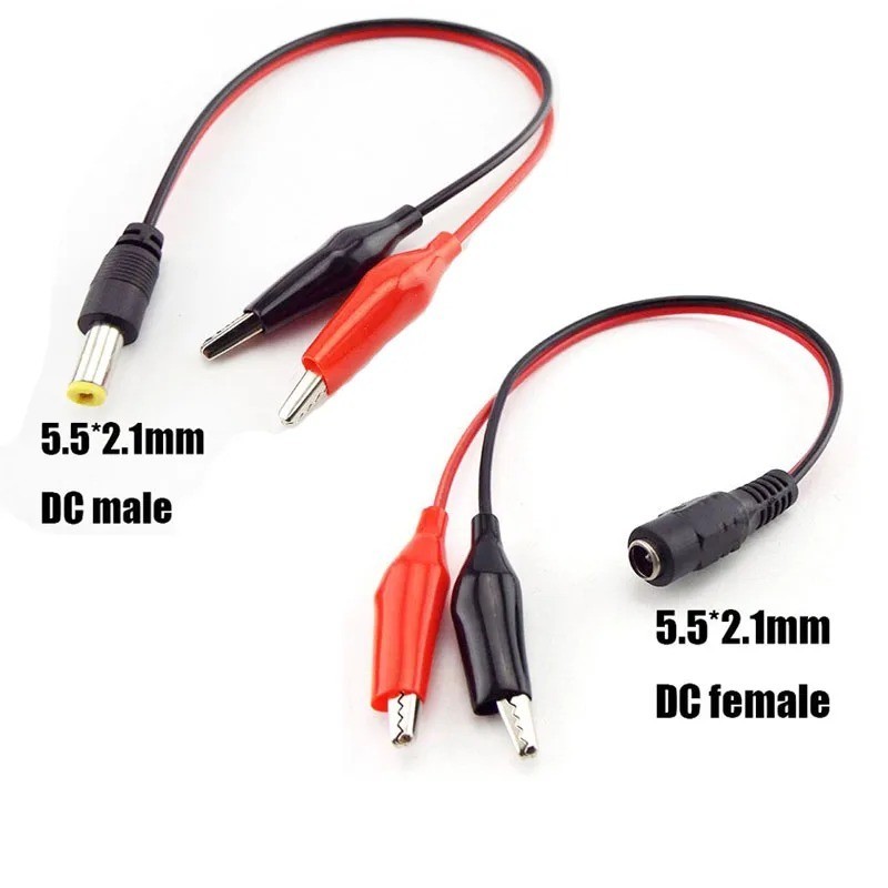 12V DC Power Cable 5.5x2.1mm Plug Male Female to Alligator Clip Test Lead
