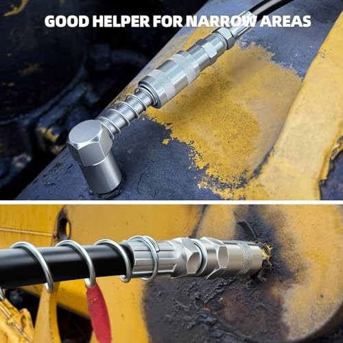1PC 90 Degree Grease Coupler with 1pcs 90 Degree Adapter + 2 PCS Flat Nozzle