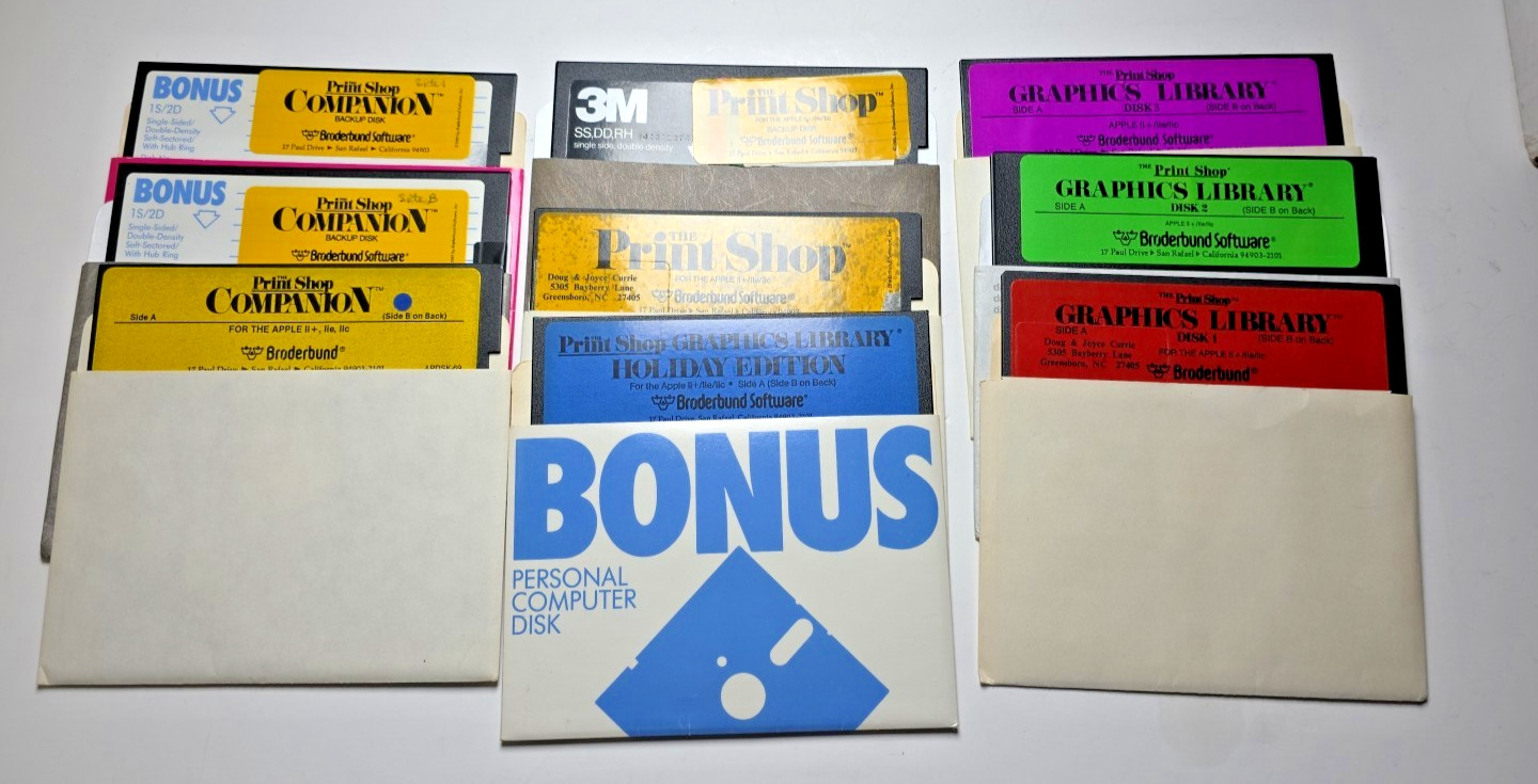 Lot of Apple II Print Shop and Companion disks