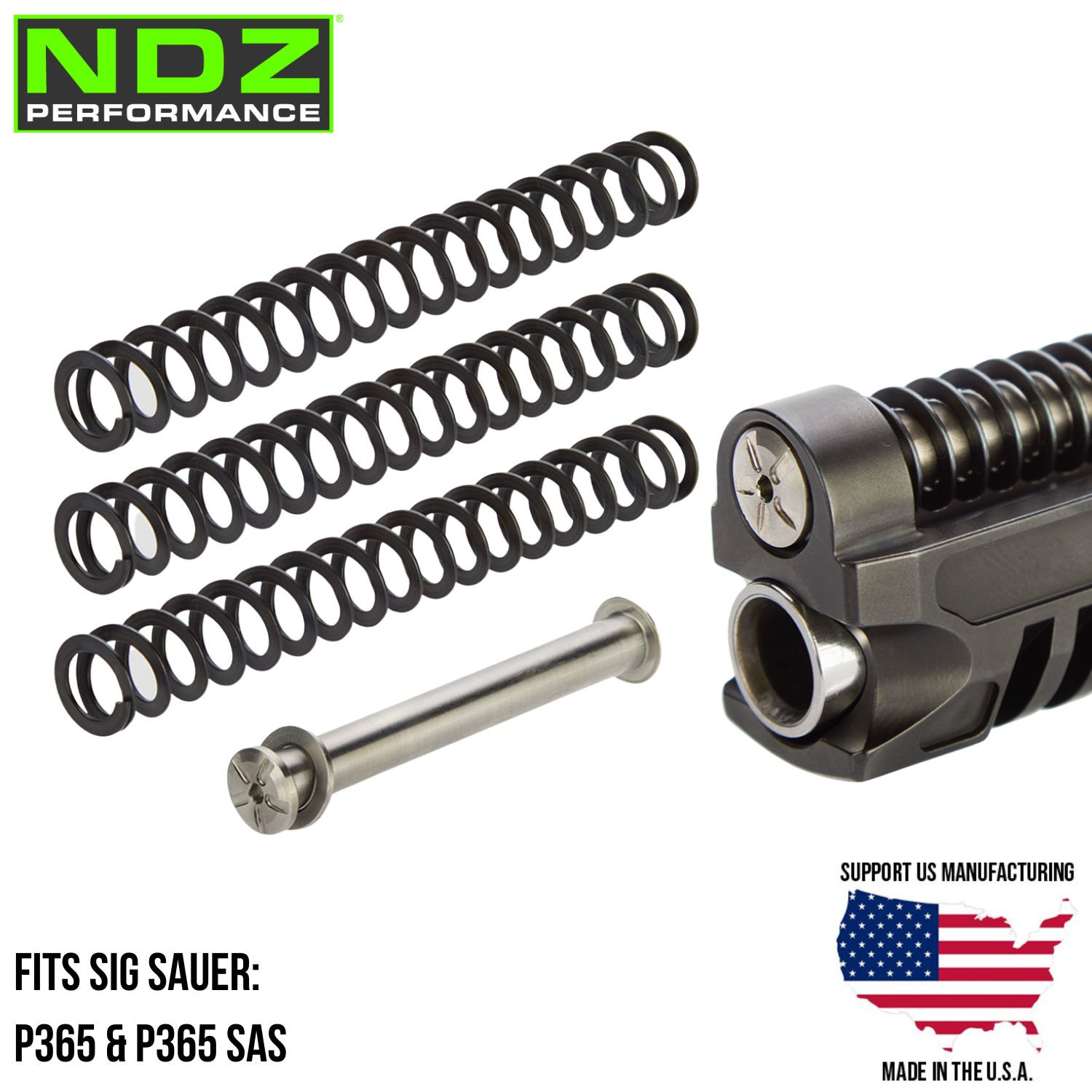 NDZ Sig P365 3.1" Stainless Steel Guide Rod Assebly Tuner Pack ISMI Springs