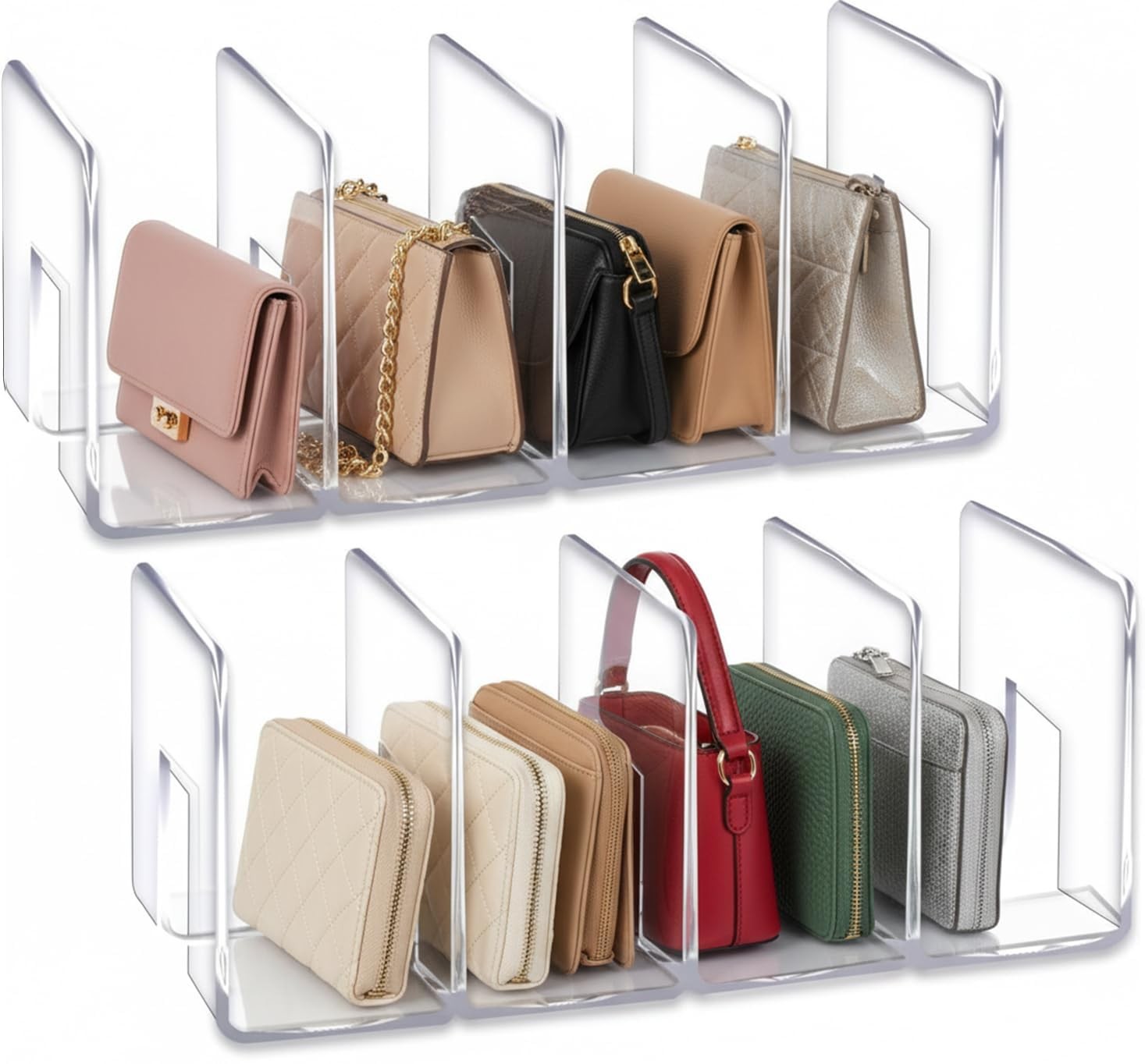 Clear Acrylic Purse Organizer for Closet, 3-4 Section Desk File Sorter, 2.95"...