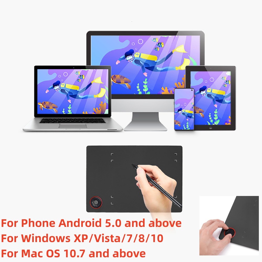 Digital Graphic Tablet Drawing Pad With Pen Quick Reading Pressure Sensing Board