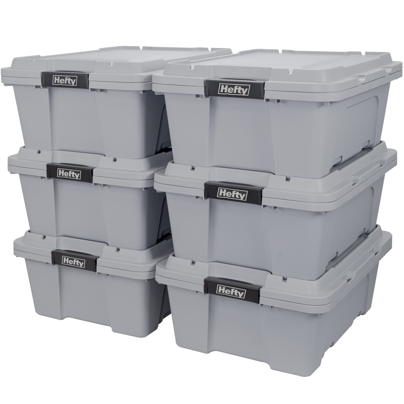 6-Pack 12 Gal Plastic Utility Storage Tote Stackable Containers Box Bin w/ Lids