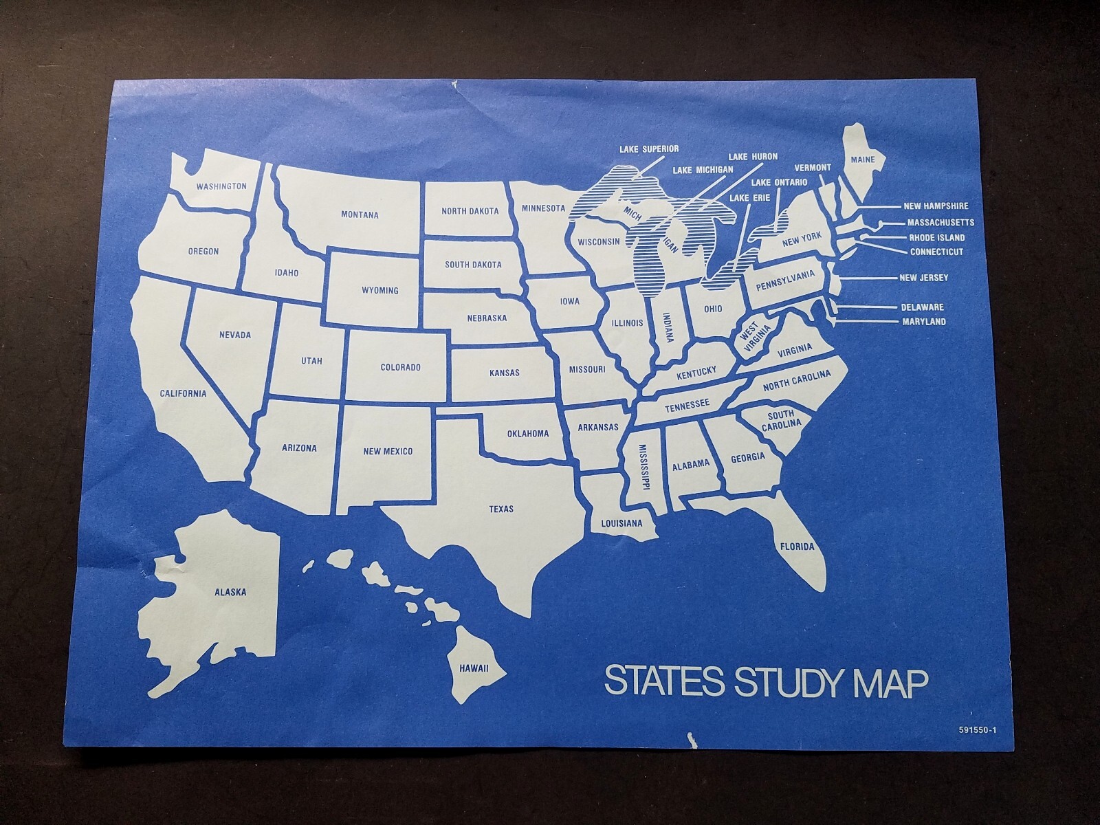 Vintage 1972 Magnavox Odyssey States Study Map - Map Only