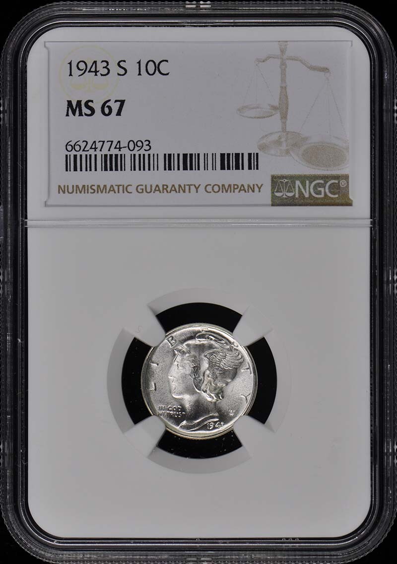1943-S Mercury Dime 10C NGC MS67
