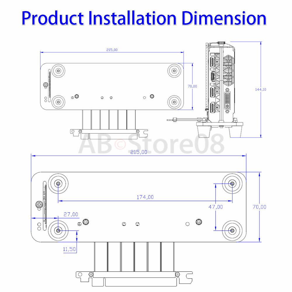 PCI- E 3.0 16X Graphics Card vertical kickstand/base with PCI-E extension