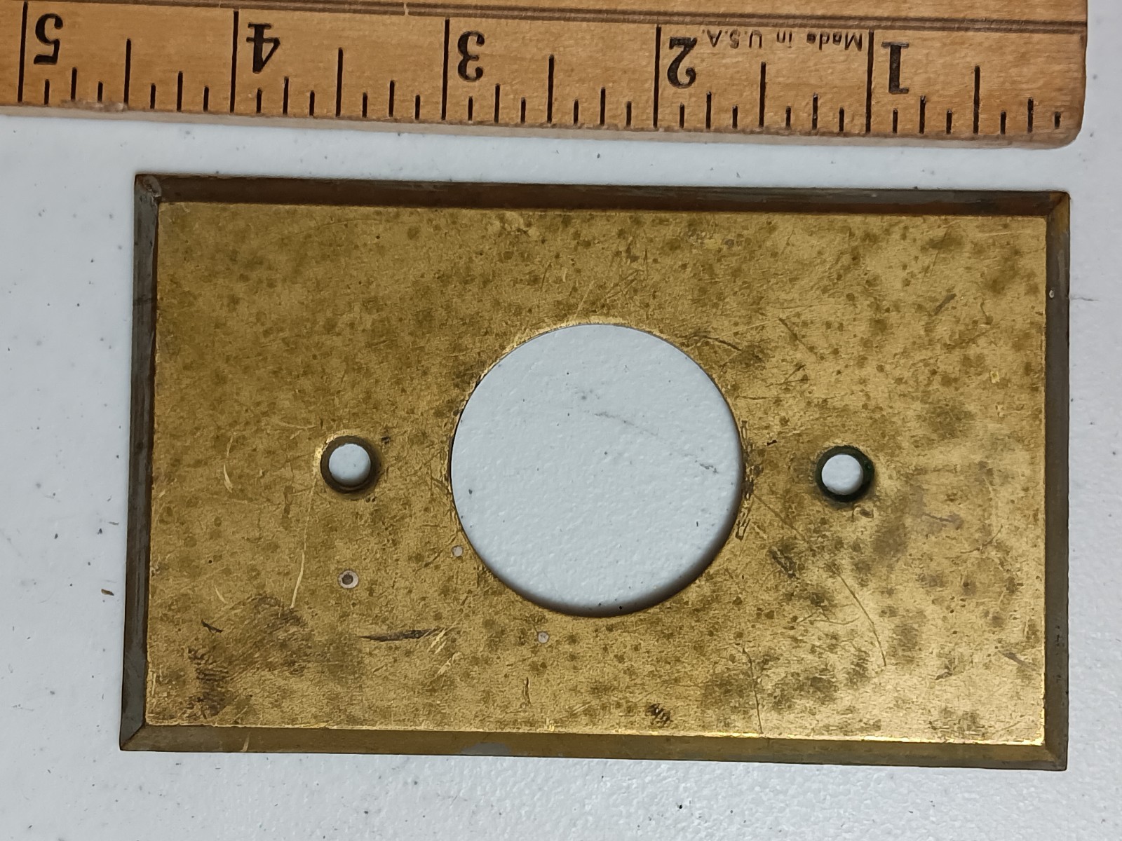 Antique Brass Metal Round Hole Outlet Cover Plate Wall Box Cover Nice Patina