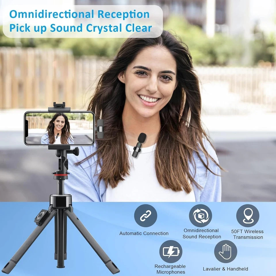 Lavalier Microphone Wireless Audio Video Recording Mini Mic For Android / iPhone
