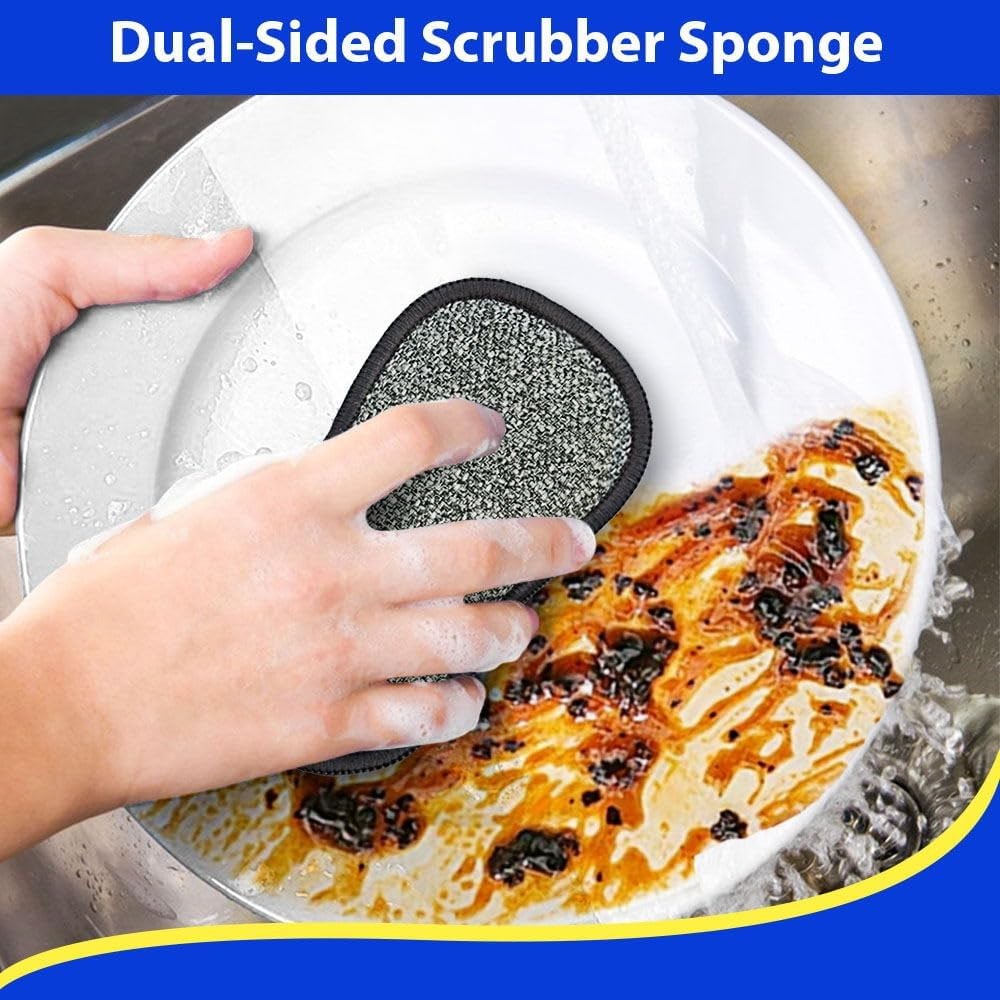 12 Pack Multi-Purpose Scrub Sponges Kitchen by Non-Scratch Microfiber Sponge