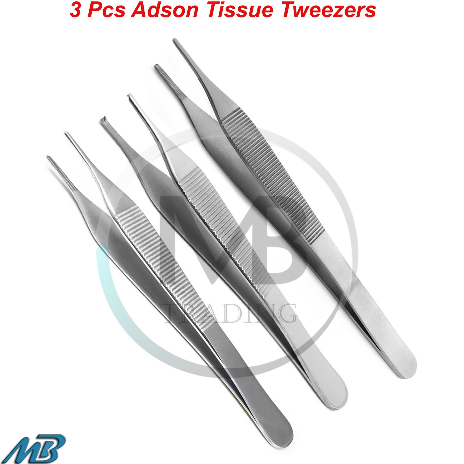 3 Pcs Dental Surgical Adson Tissue Tweezers Cotton & Dressing Medical Forceps