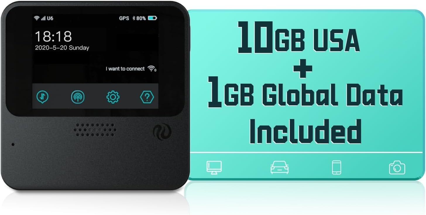 FREEBOT Portable WiFi 4G LTE Mobile Hotspot Preloaded with 10GB US+1GB Global