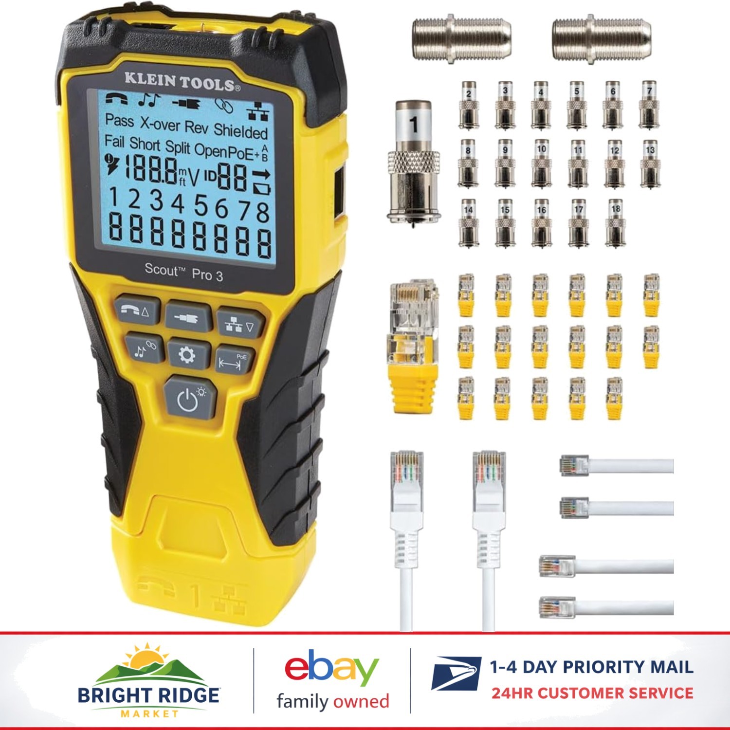 Cable Tester Kit with Remote for Voice, Data, and Video Connection Testing