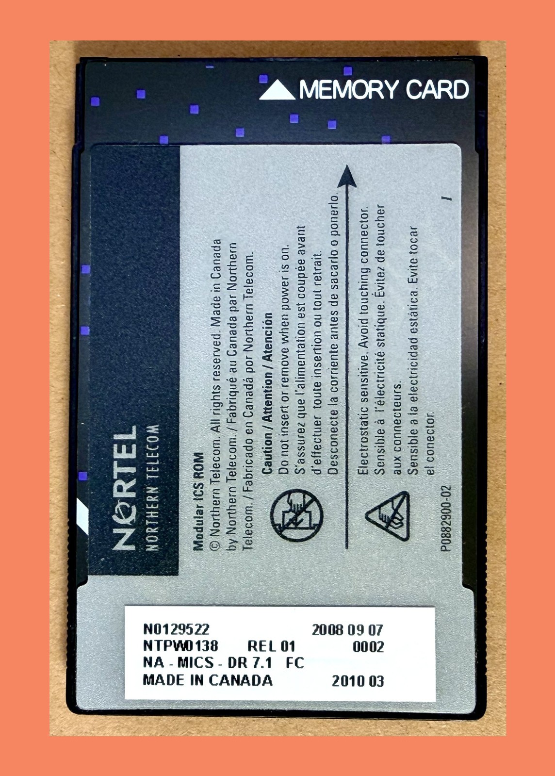 Nortel 7.1 Modular ICS Software Card NTPW0138 Rel 01 software Free Shipping #832