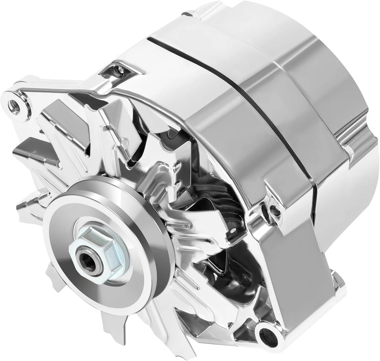 Automotive Alternator Chrome for 120Amp 1 Wire Self Exciting Street Rod GM 305 3